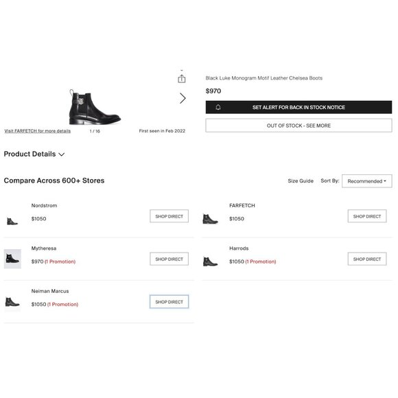 Burberry Luke TB Monogram Buckle Leather Chelsea Boot in Black 40 $1050 - Picture 10 of 10